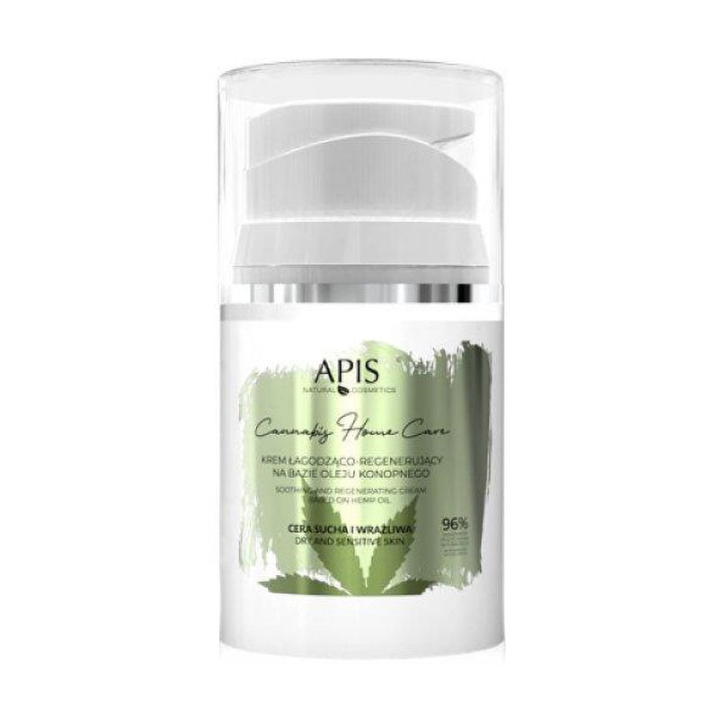 Відновлювальний крем для обличчя Apis Natural Cosmetics Cannabis Home Care Soothing And Regenerating Cream на основі конопляної олії, 50 мл